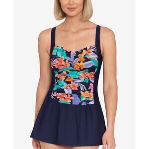 Swim Solutions Women's Colorblocked Tummy-Control Swimdress, 12713